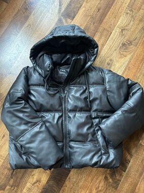 Zara Faux Leather Puffer Jacket